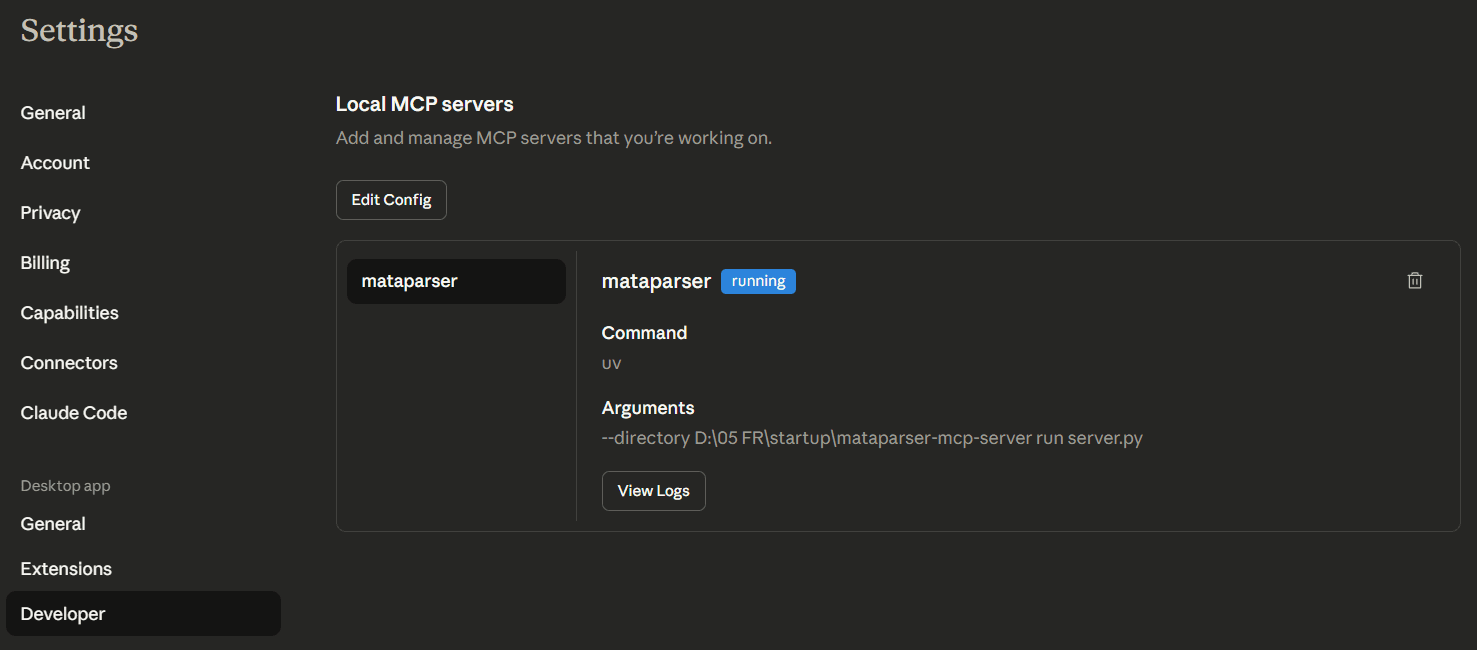 Claude Desktop Settings